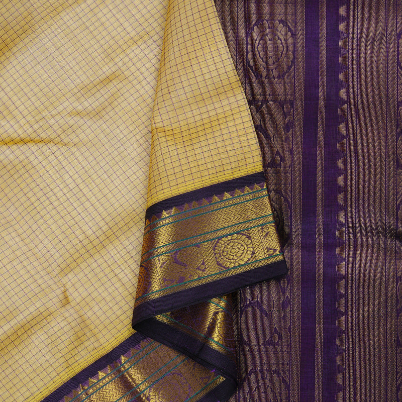 Hayagrivas Handloom Korvai Silk Cotton Saree in Sophisticed Sandal Colour KBD2065C13-3