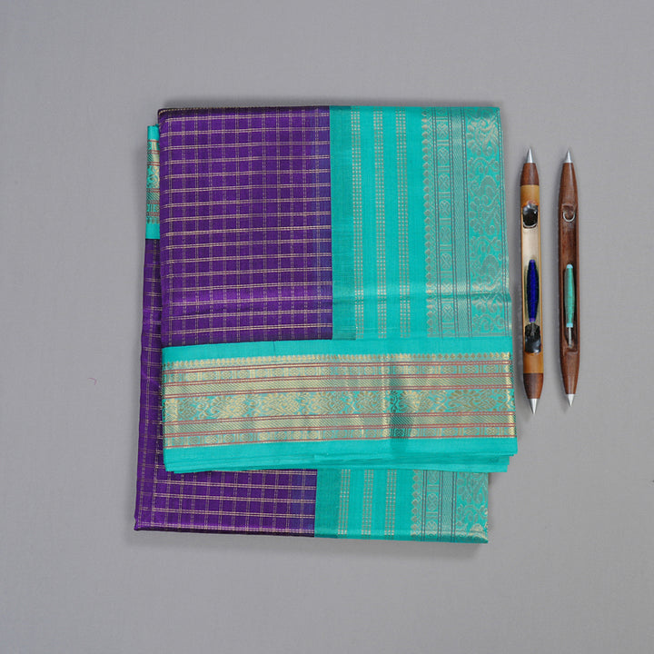 Hayagrivas Handloom Silk Cotton Saree in Radiant Blue KBD2065C14-5
