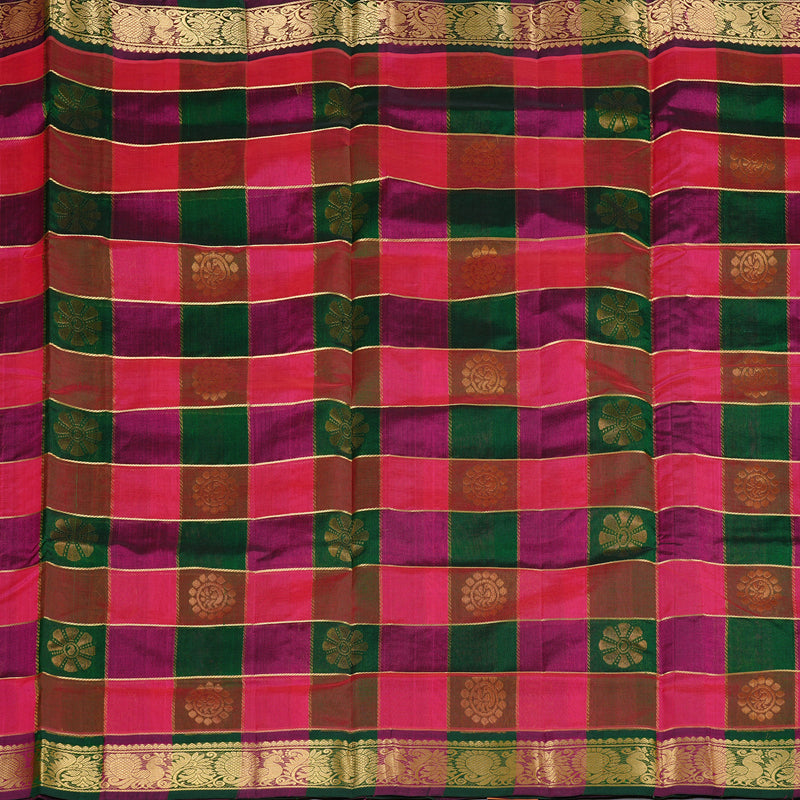 Hayagrivas Handloom Silk Cotton Saree in Vibrant Multi Colour Checks KBD2065C4-1