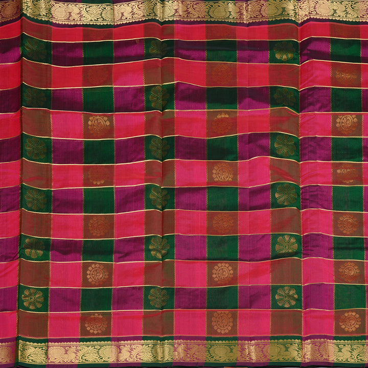 Hayagrivas Handloom Silk Cotton Saree in Vibrant Multi Colour Checks KBD2065C4-1