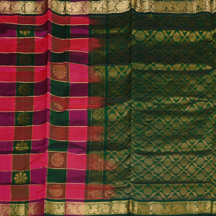 Hayagrivas Handloom Silk Cotton Saree in Vibrant Multi Colour Checks KBD2065C4-1