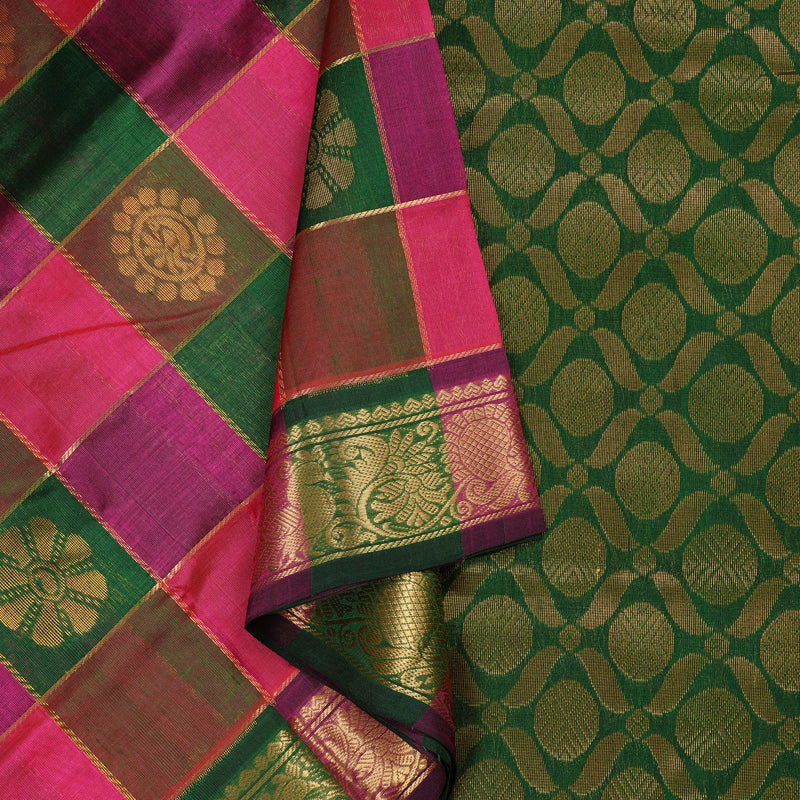 Hayagrivas Handloom Silk Cotton Saree in Vibrant Multi Colour Checks KBD2065C4-1