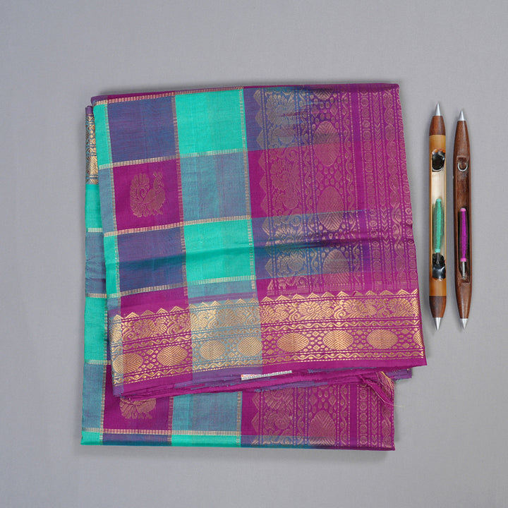 Hayagrivas Handloom Silk Cotton Saree in Graceful Multicolour Checks KBD2065C4-3