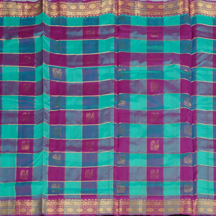 Hayagrivas Handloom Silk Cotton Saree in Graceful Multicolour Checks KBD2065C4-3