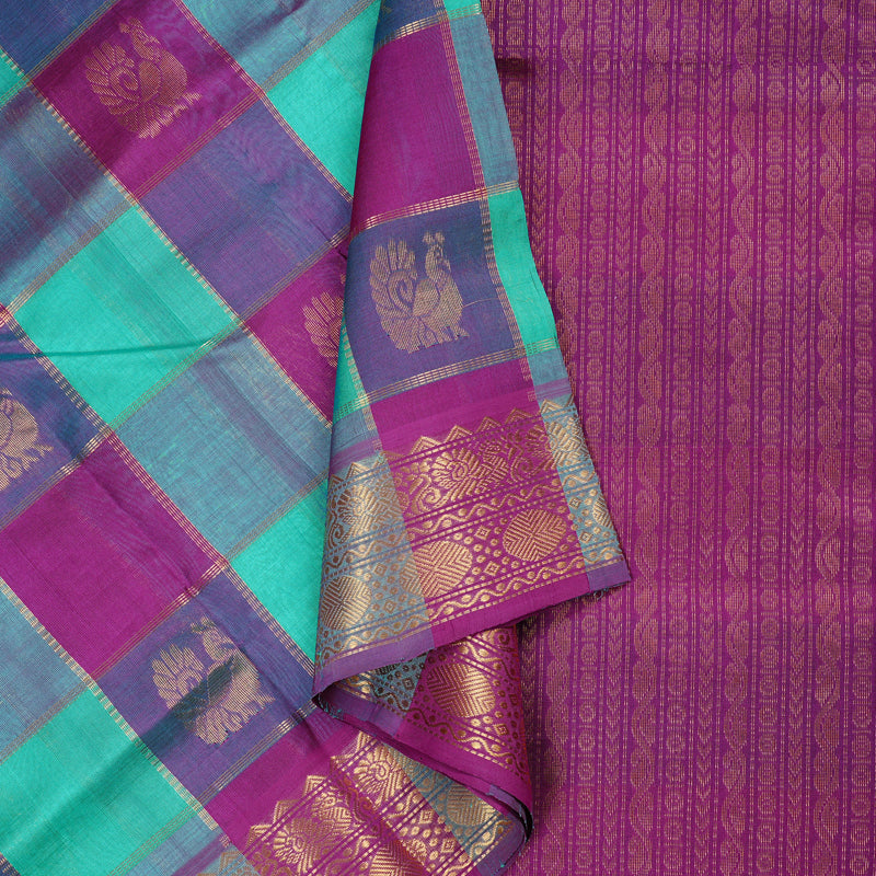 Hayagrivas Handloom Silk Cotton Saree in Graceful Multicolour Checks KBD2065C4-3