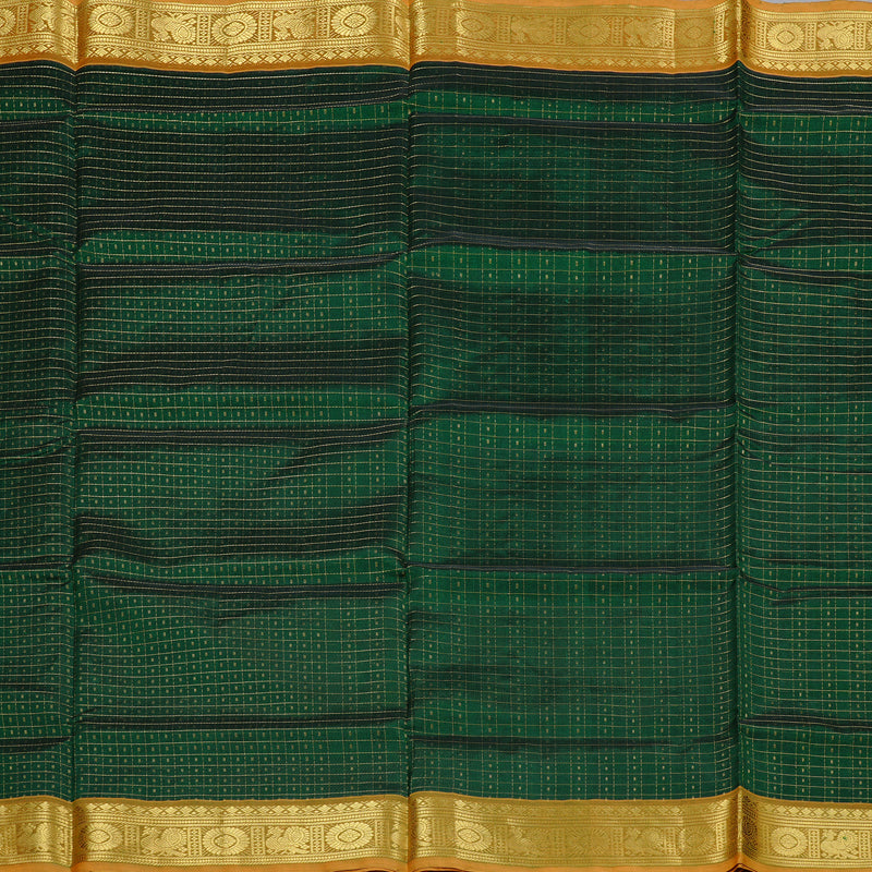 Hayagrivas Handloom Silk Cotton Saree in Timeless Bottle Green KBD2065C5-1