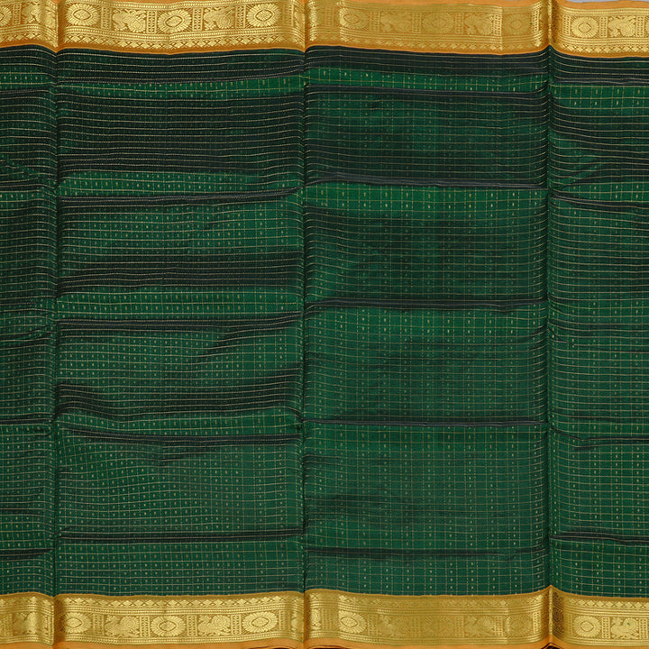 Hayagrivas Handloom Silk Cotton Saree in Timeless Bottle Green KBD2065C5-1