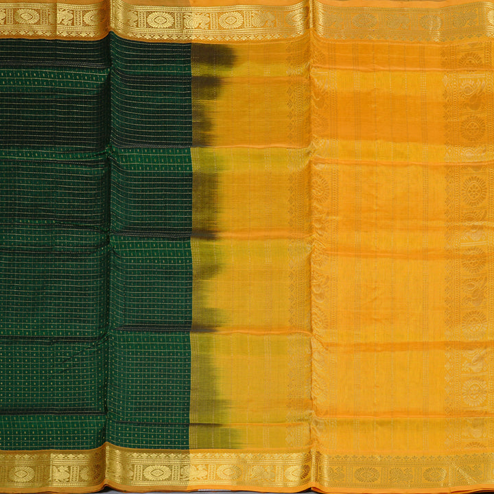 Hayagrivas Handloom Silk Cotton Saree in Timeless Bottle Green KBD2065C5-1