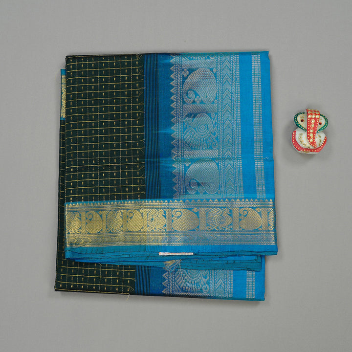 Hayagrivas Handloom Silk Cotton Saree in Regal Black KBD2065C5-2