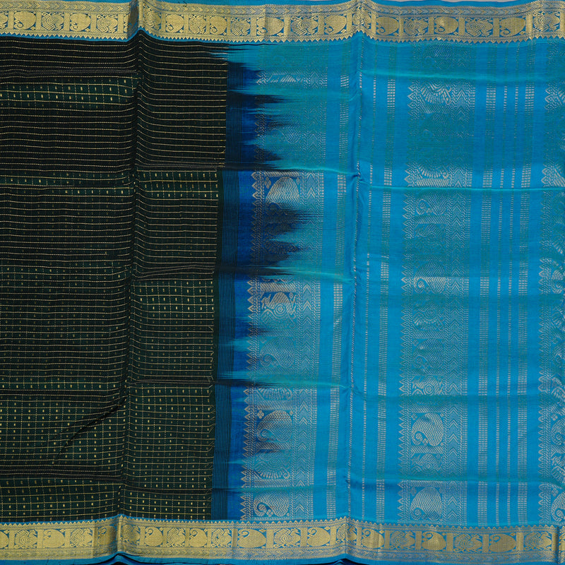 Hayagrivas Handloom Silk Cotton Saree in Regal Black KBD2065C5-2