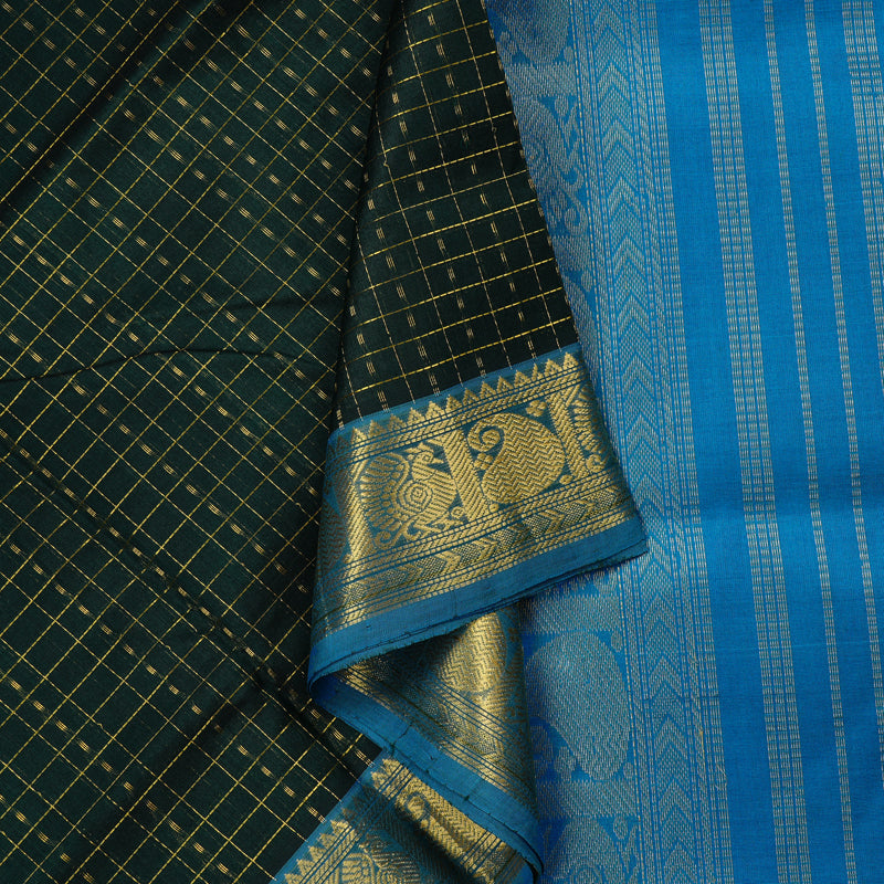 Hayagrivas Handloom Silk Cotton Saree in Regal Black KBD2065C5-2