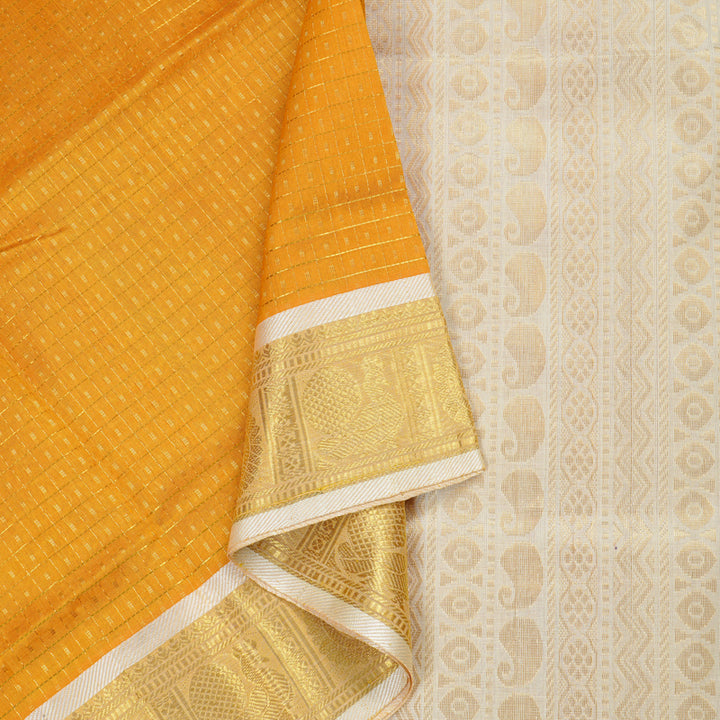 Hayagrivas Handloom Silk Cotton Saree in Sun-Kissed Mango Yellow KBD2065C5-3