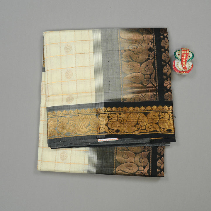 Hayagrivas Handloom Silk Cotton Saree in Timeless Half White KBD2065C6-3
