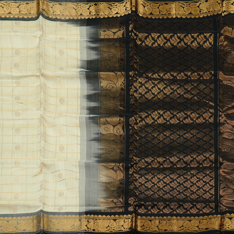 Hayagrivas Handloom Silk Cotton Saree in Timeless Half White KBD2065C6-3