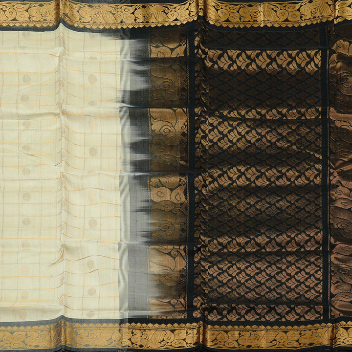 Hayagrivas Handloom Silk Cotton Saree in Timeless Half White KBD2065C6-3
