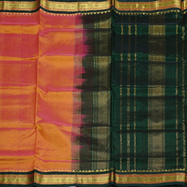 Hayagrivas Handloom Silk Cotton Saree in Unique Dual Tone (Pink with Yellow) KBD2065C8-11