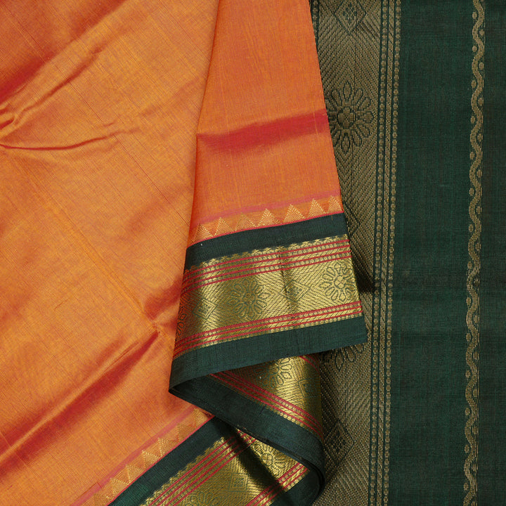 Hayagrivas Handloom Silk Cotton Saree in Unique Dual Tone (Pink with Yellow) KBD2065C8-11