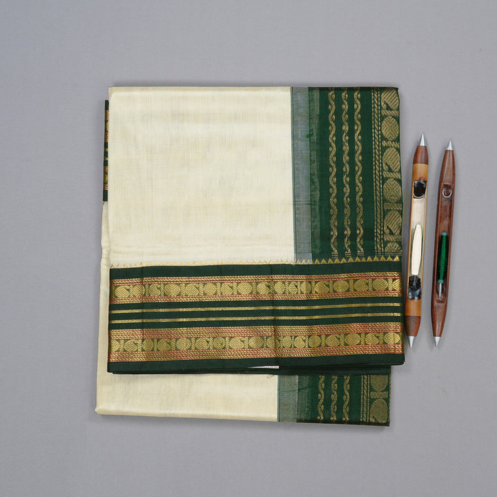Hayagrivas Handloom Korvai Silk Cotton Saree in Delicate Half White KBD2065C8-2