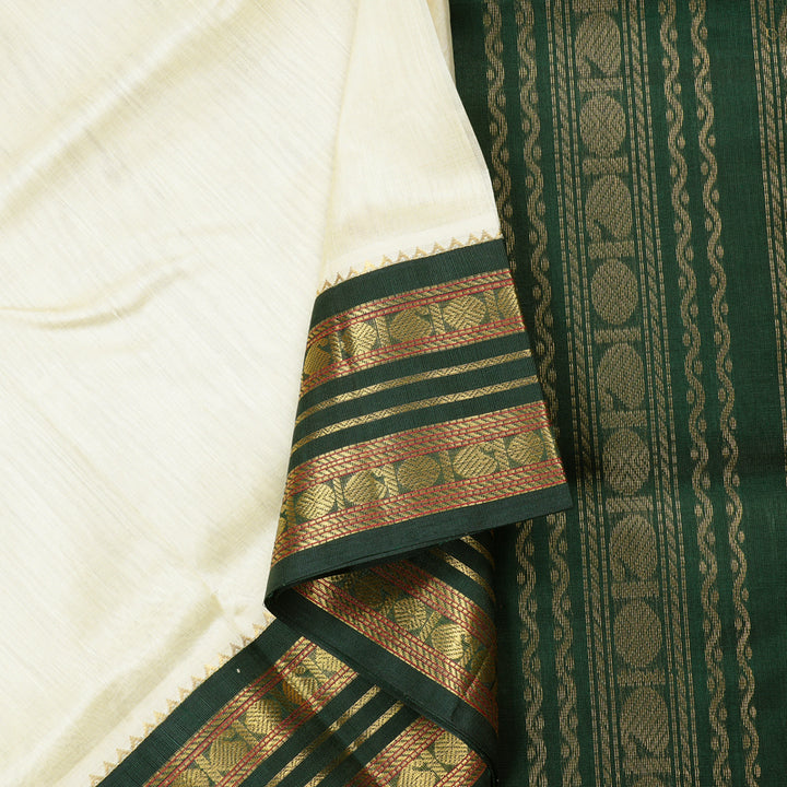 Hayagrivas Handloom Korvai Silk Cotton Saree in Delicate Half White KBD2065C8-2