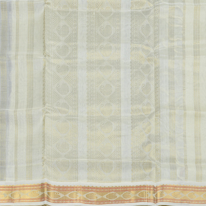 Hayagrivas Handloom Ink Blue With Off White Silk Cotton Saree KBD2065C8-22