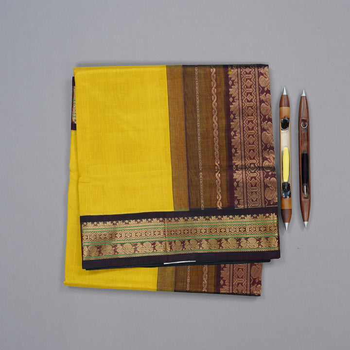 Hayagrivas Handloom Silk Cotton Saree in Splendid Lemon Yellow KBD2065C8-3