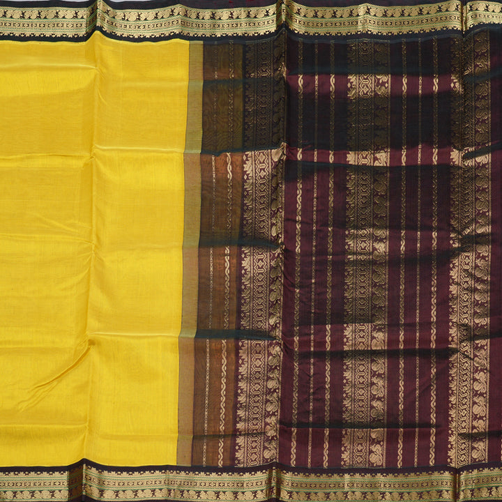 Hayagrivas Handloom Silk Cotton Saree in Splendid Lemon Yellow KBD2065C8-3
