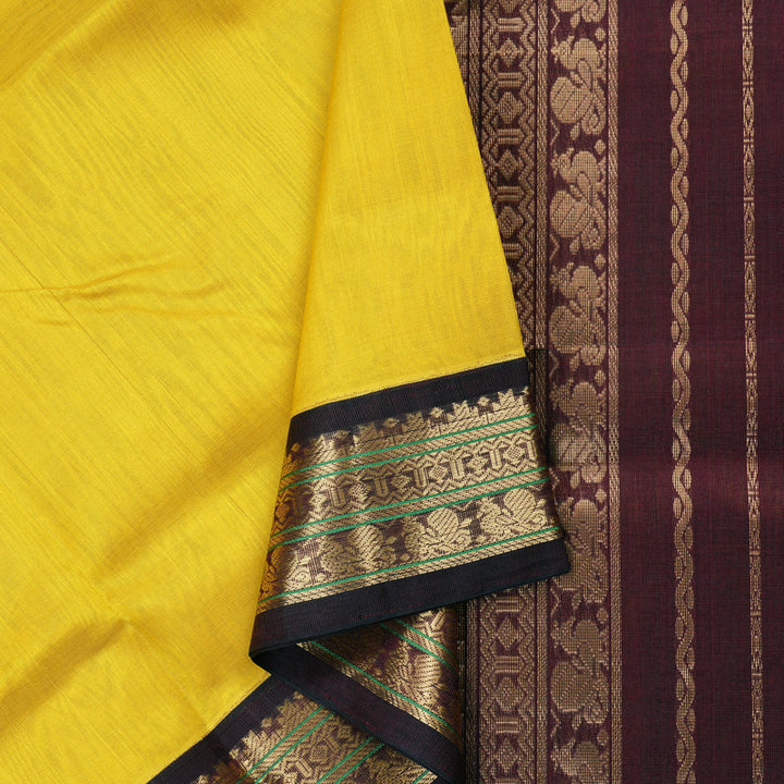 Hayagrivas Handloom Silk Cotton Saree in Splendid Lemon Yellow KBD2065C8-3