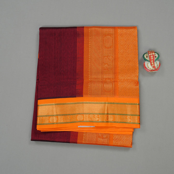 Hayagrivas Handloom Pure Silk Cotton Saree in Dark Maroon KBD2065C9-18