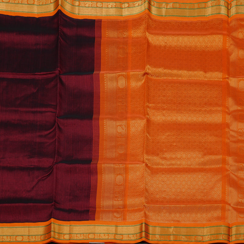 Hayagrivas Handloom Pure Silk Cotton Saree in Dark Maroon KBD2065C9-18