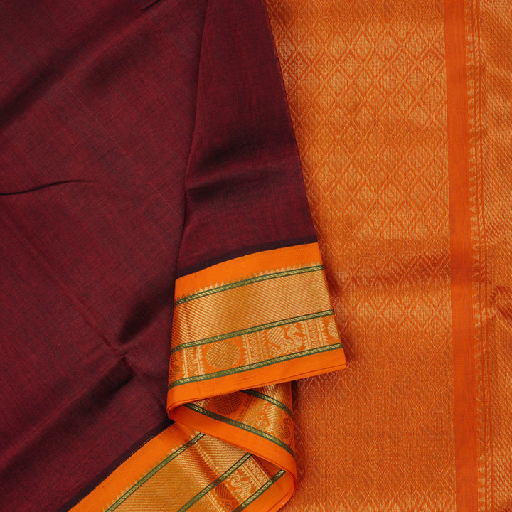 Hayagrivas Handloom Pure Silk Cotton Saree in Dark Maroon KBD2065C9-18