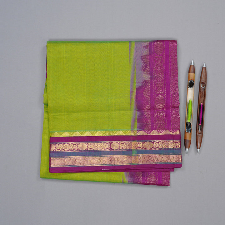 Hayagrivas Handloom Silk Cotton Saree in Opulent Fluorescent Green KBD2065C9-2