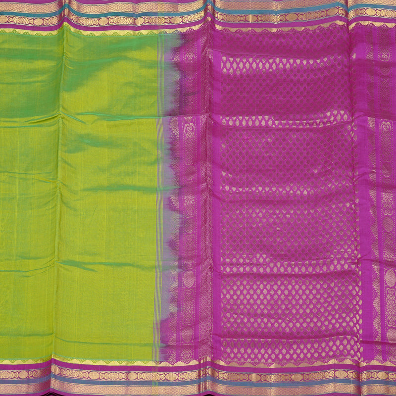 Hayagrivas Handloom Silk Cotton Saree in Opulent Fluorescent Green KBD2065C9-2