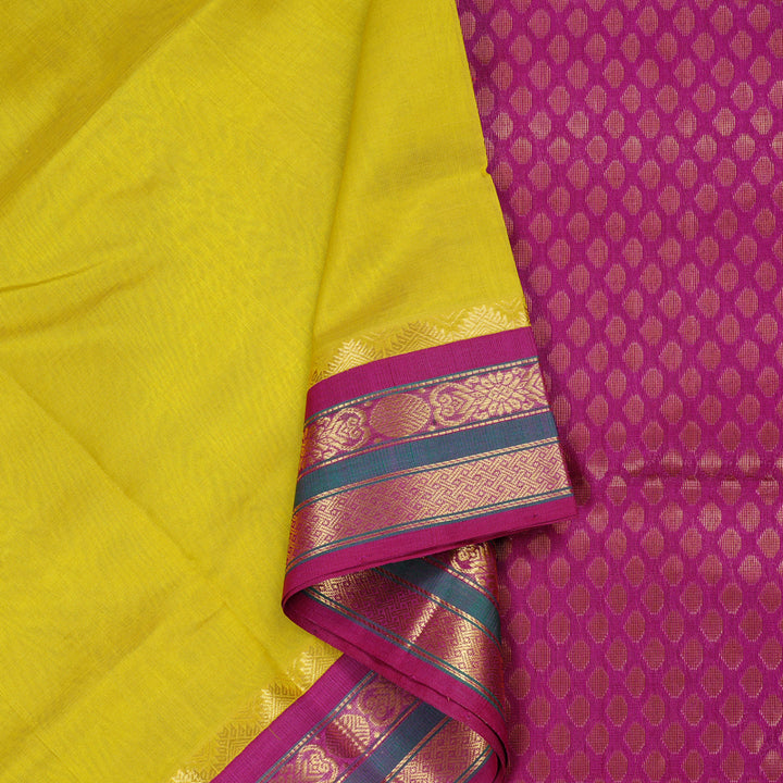 Hayagrivas Handloom Pure Silk Cotton Saree in Vibrant Lemon Yellow KBD2065C9-51
