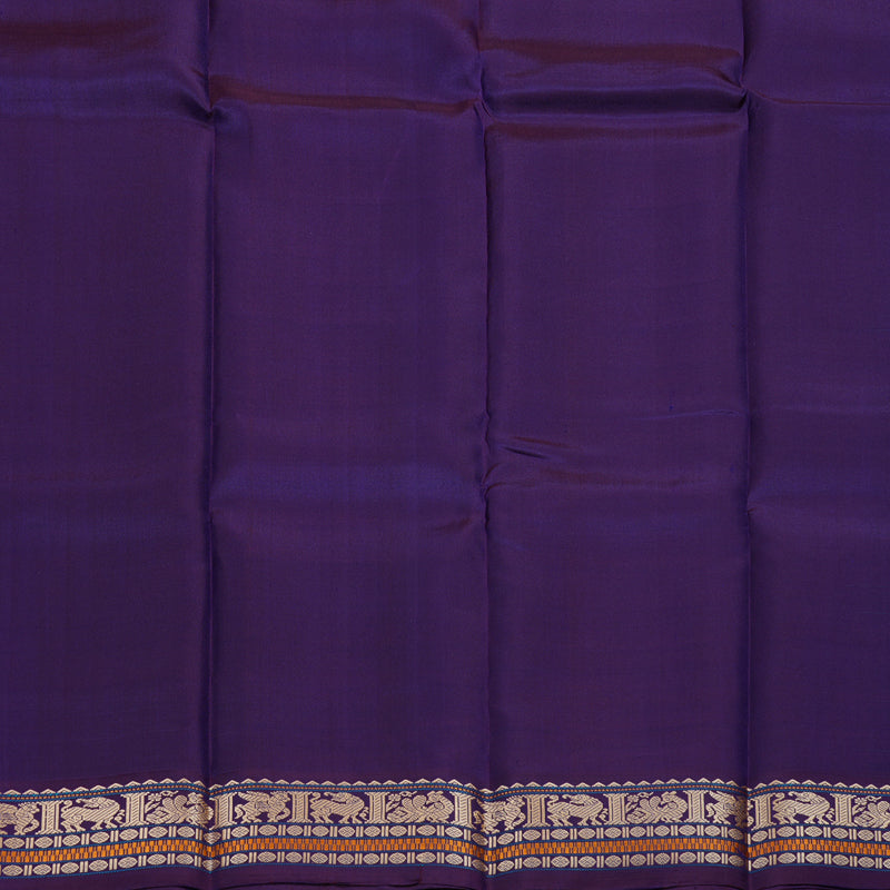 Hayagrivas Peacock Blue Handloom Kanjivaram Silk Saree with Dark Purple Border KBD2066C1-2
