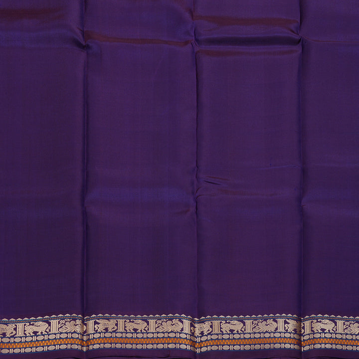 Hayagrivas Peacock Blue Handloom Kanjivaram Silk Saree with Dark Purple Border KBD2066C1-2