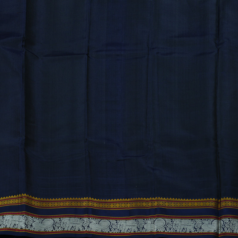 Hayagrivas Dark Sky Blue Handloom Kanjivaram Silk Saree with Dark Blue Border KBD2066C2-1
