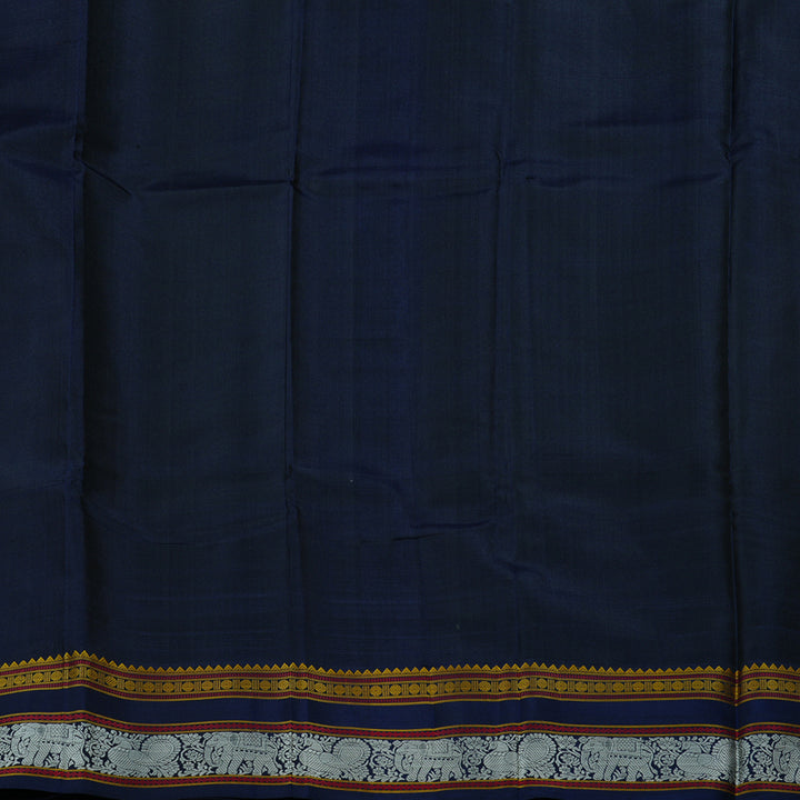Hayagrivas Dark Sky Blue Handloom Kanjivaram Silk Saree with Dark Blue Border KBD2066C2-1