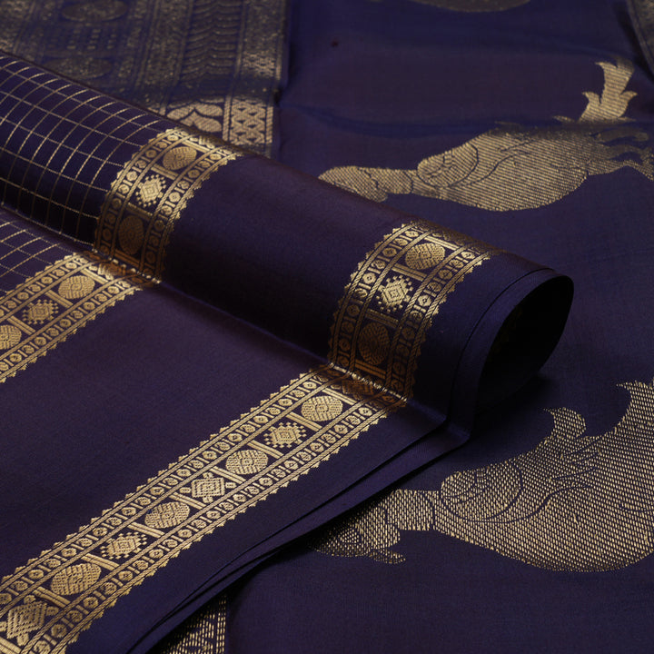 Hayagrivas Handloom Navy Blue Kanjivaram Silk Saree KBD2066C2-28