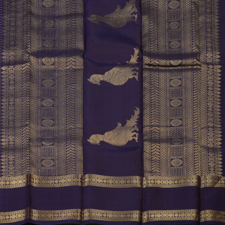 Hayagrivas Handloom Navy Blue Kanjivaram Silk Saree KBD2066C2-28