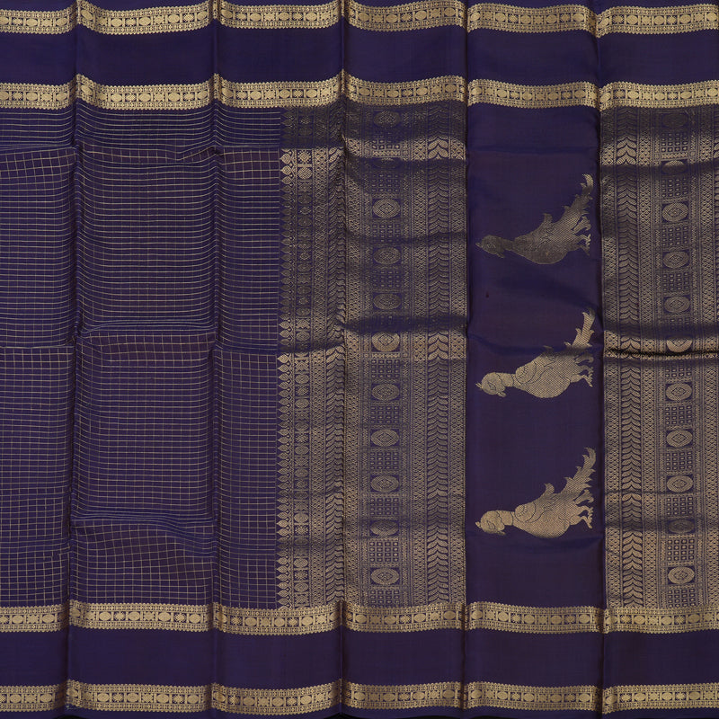Hayagrivas Handloom Navy Blue Kanjivaram Silk Saree KBD2066C2-28