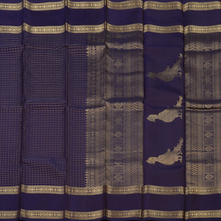 Hayagrivas Handloom Navy Blue Kanjivaram Silk Saree KBD2066C2-28