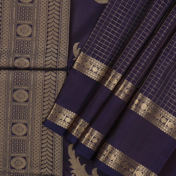 Hayagrivas Handloom Navy Blue Kanjivaram Silk Saree KBD2066C2-28