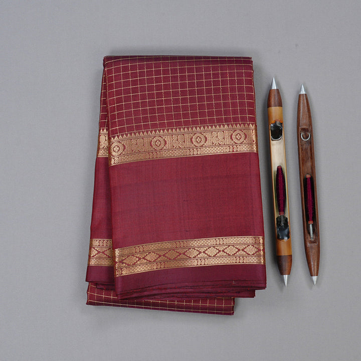 Hayagrivas Wine Maroon Handloom Kanjivaram Silk Saree KBD2066C2-5