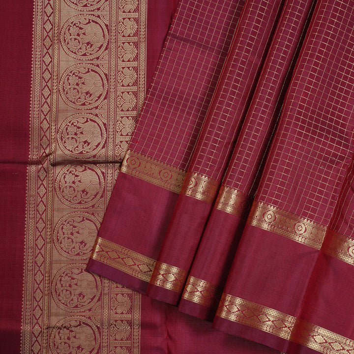 Hayagrivas Wine Maroon Handloom Kanjivaram Silk Saree KBD2066C2-5
