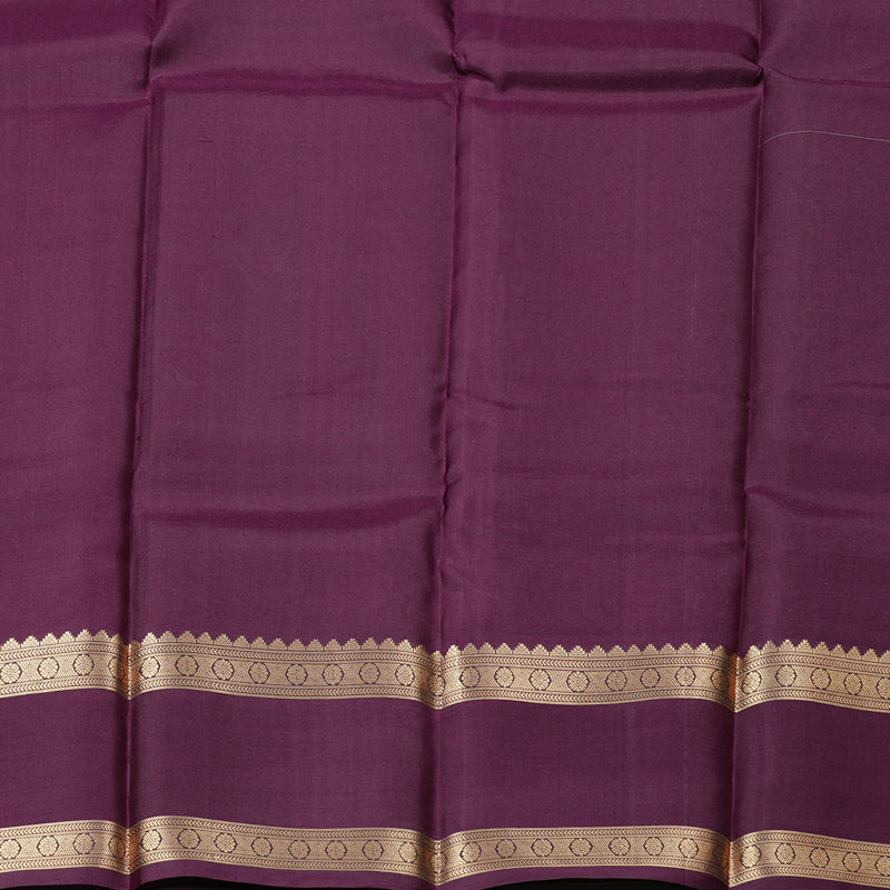 Hayagrivas Ash Grey Handloom Kanjivaram Silk Saree with Dark Purple Border KBD2066C3-12