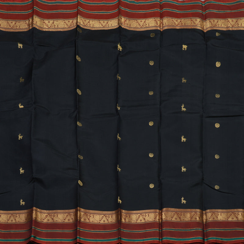 Hayagrivas Handloom Black Kanjivaram Silk Saree with Araku Border KBD2066C5-11