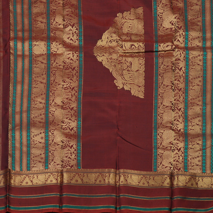 Hayagrivas Handloom Black Kanjivaram Silk Saree with Araku Border KBD2066C5-11