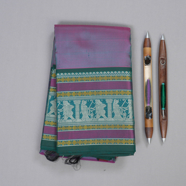 Hayagrivas Purple Handloom Kanjivaram Silk Saree with Teal Green Border KBD2066C5-21