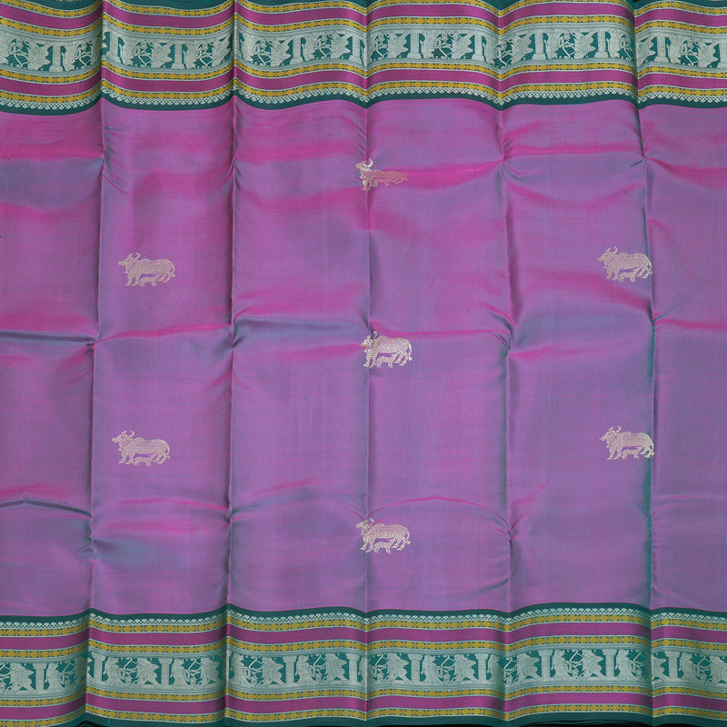 Hayagrivas Purple Handloom Kanjivaram Silk Saree with Teal Green Border KBD2066C5-21