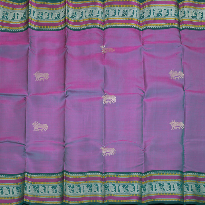Hayagrivas Purple Handloom Kanjivaram Silk Saree with Teal Green Border KBD2066C5-21